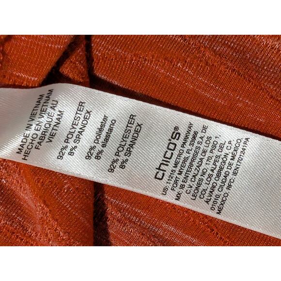 Chico's Women's Shirt Tunic Top Size 3 XL Orange textured Stripes v-neck Texture - Picture 9 of 14